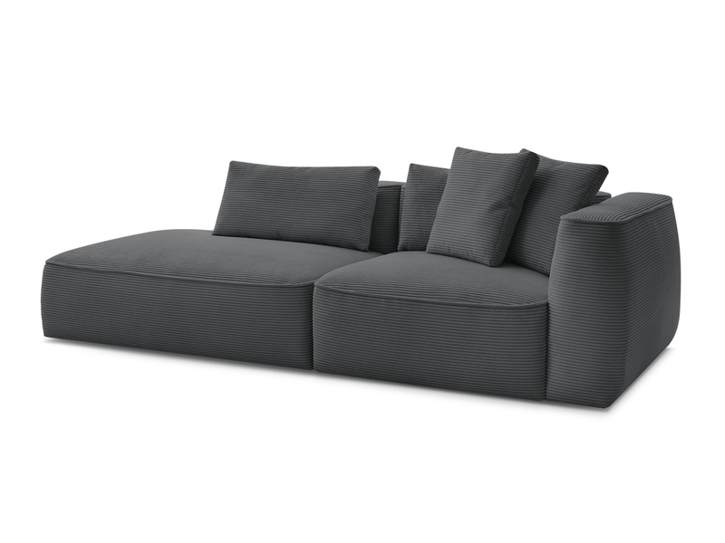 Bobochic canapé droit fixe 3 places leopold velours côtelé gris foncé accoudoir droit LEOPOLD - Conforama A