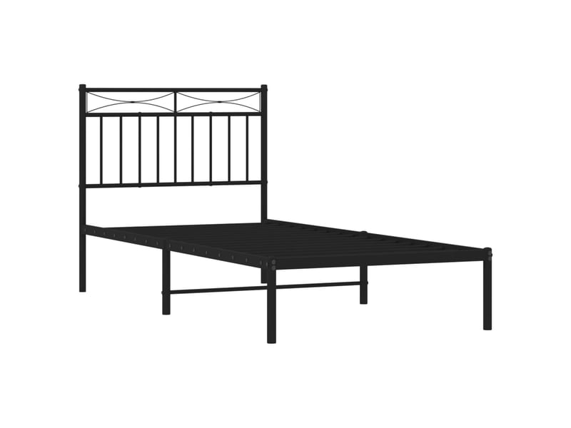  Lit simple- lit adulte -  cadre de lit métal sans matelas avec tête de lit noir 90x190 cm  - Conforama C