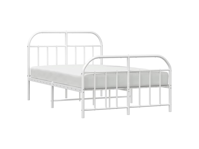  Lit double- lit adulte -  cadre de lit métal sans matelas et pied de lit blanc 120x200 cm  - Conforama D
