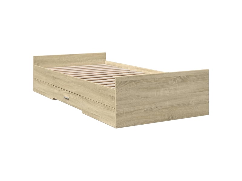 Lit simple- lit adulte -  cadre de lit avec tiroirs sans matelas chêne sonoma 90x200 cm  - Conforama B