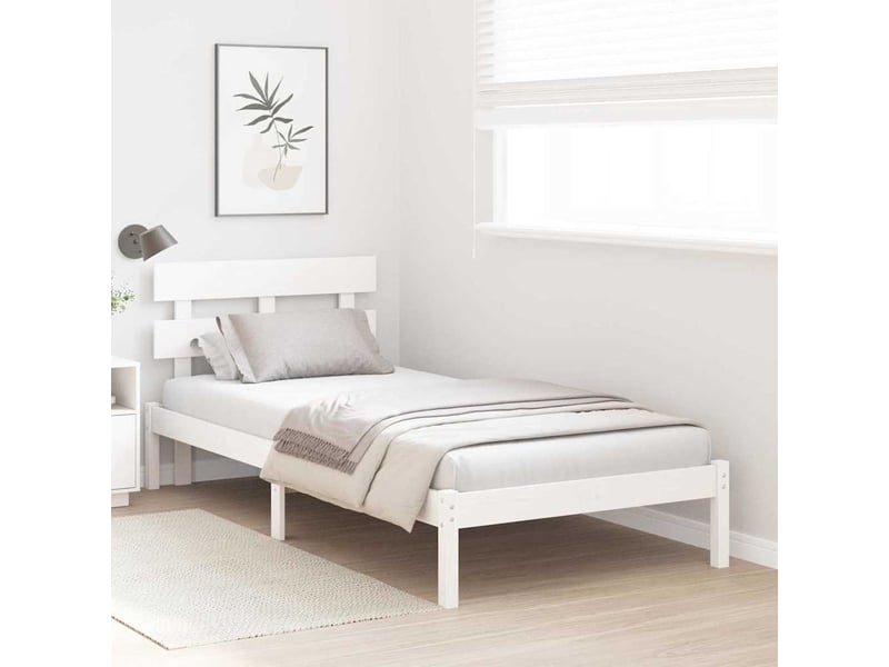 Lit simple- lit adulte - cadre de lit blanc 100 x 200 cm bois de pin massif - Conforama B