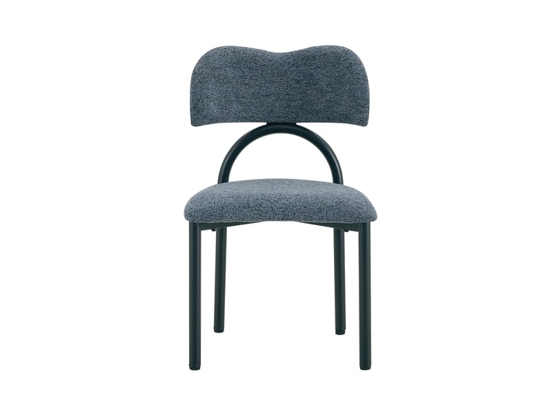  Lot de 2 chaises de salle à manger 50,7 cm avec assise rembourrée, tissu bleu et métal noir  - Conforama W