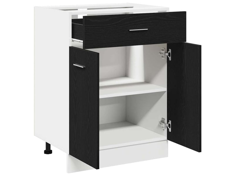  Meuble de rangement cuisine, armoire suspendue chêne noir 60x46x81,5cm  - Conforama E