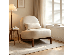 Fauteuil d’appoint en simili avec coussin moelleux et pieds en bois massif, sans accoudoirs