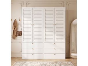 Armoire 4 porte(s) battante 6 tiroir(s) MAISENTIEL coloris blanc largeur 180 cm