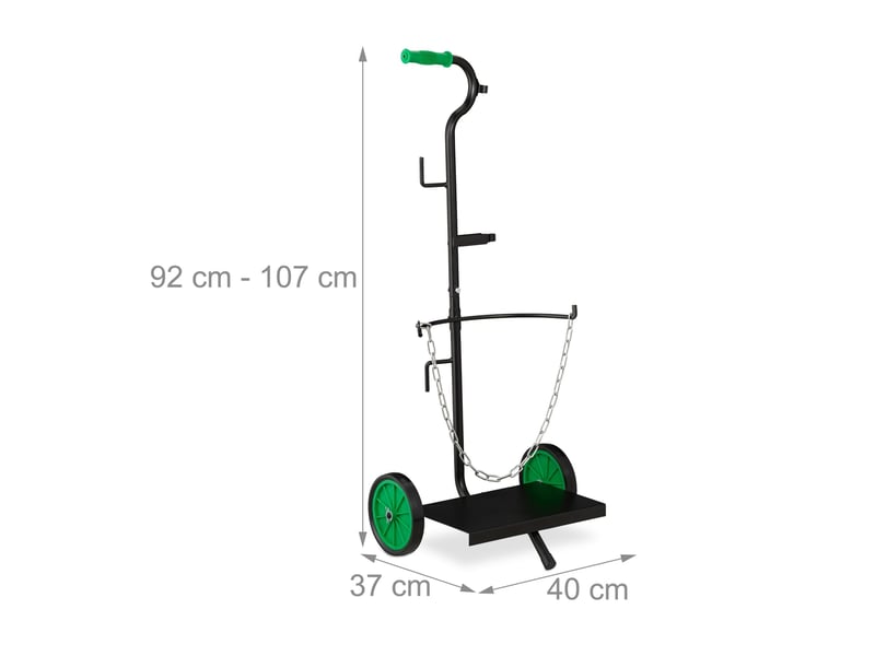  Chariot de transport de gaz mobile réglable en hauteur 30 x 30 x 90 cm avec supports et chaîne en acier noir 13_0007678  - Conforama B