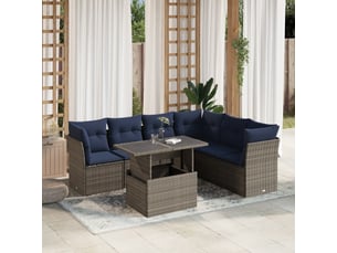 Vidaxl ensemble de canapé de jardin 7 pcs avec coussins gris résine tressée