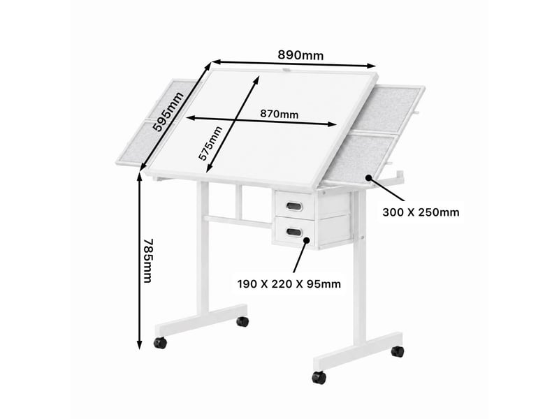 Table de puzzle 1000 pièces avec 4 plateaux, 2 tiroirs et roulettes, blanche - Conforama C