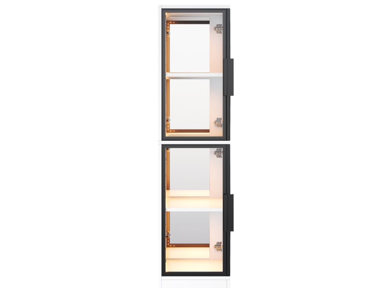 Vitrine d'angle 44 x 42 x 164 cm - blanche - verre trempé, miroir et led multicolores pilotées par application  - Conforama D