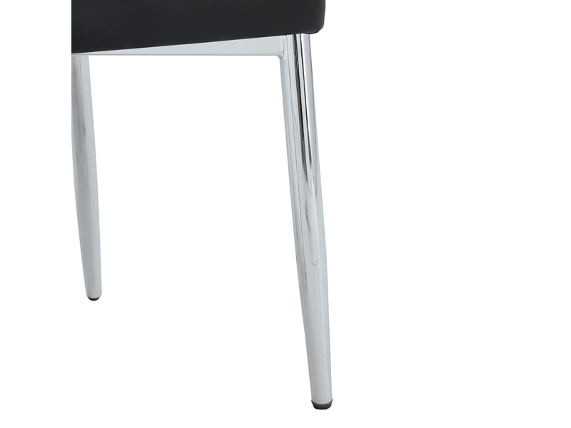 Chaise de salle à manger assise élargie chaise repas similicuir noir design moderne et minimaliste dossier pieds en métal argenté - Conforama A