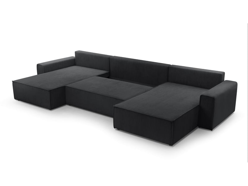 Canapé d’angle en velours côtelé blanc cedria – 287 cm Cedria U - Conforama D