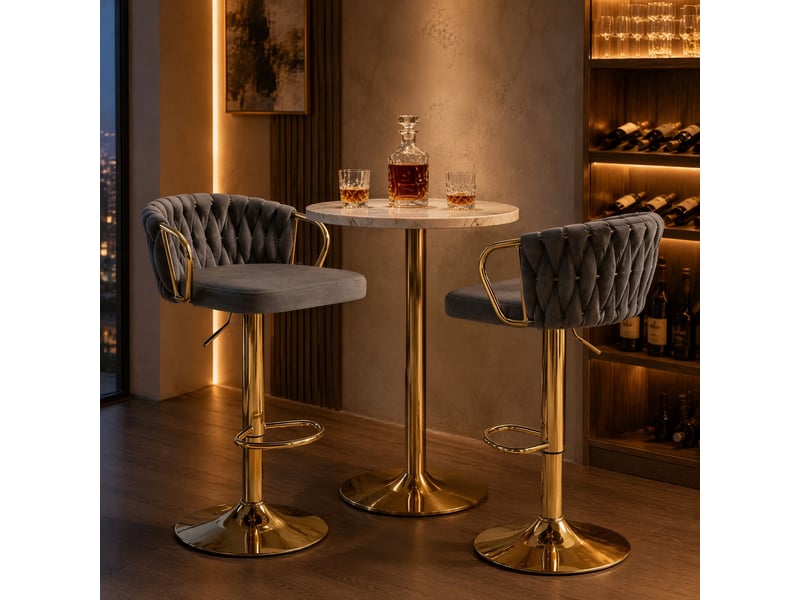  Lot de 2 tabourets de bar pivotants et réglables en velours gris foncé  - Conforama B