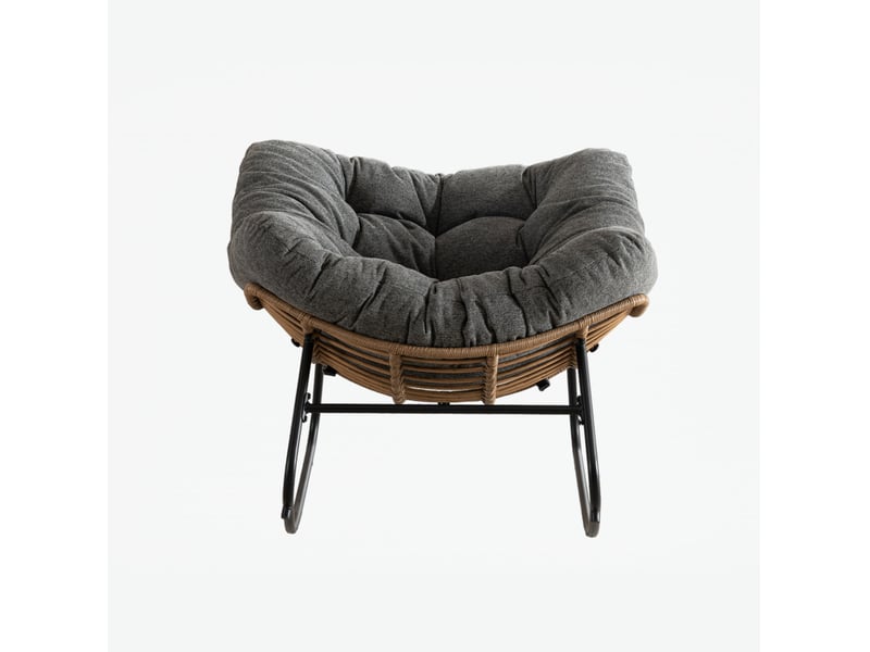  Fauteuil à bascule moderne en tissu chenille gris pour salon  - Conforama A
