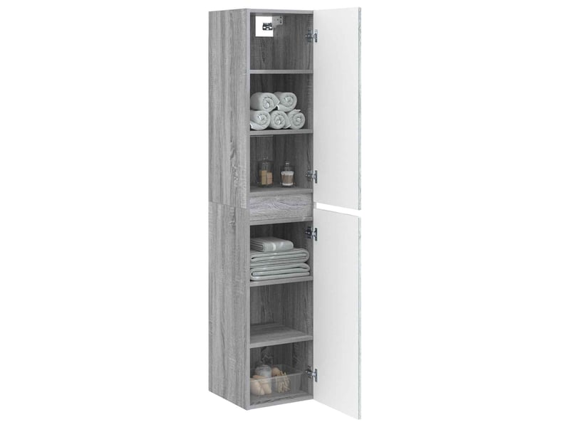  Cabinet salle de bain mural, meuble de rangement sonoma gris 33x34.5x160 cm shl7058  - Conforama C