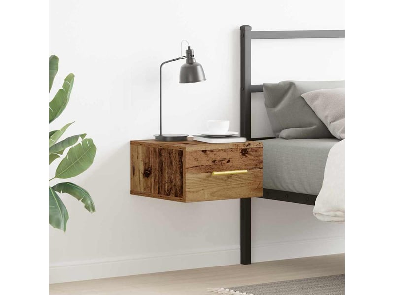  Table de chevet chambre 35x35x20cm bois d'ingénierie bois ancien shl1303  - Conforama B