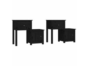 Lot de 2 tables de chevet - cabinet de chevet - table de nuit noir 79,5x38x65,5 cm bois de pin massif