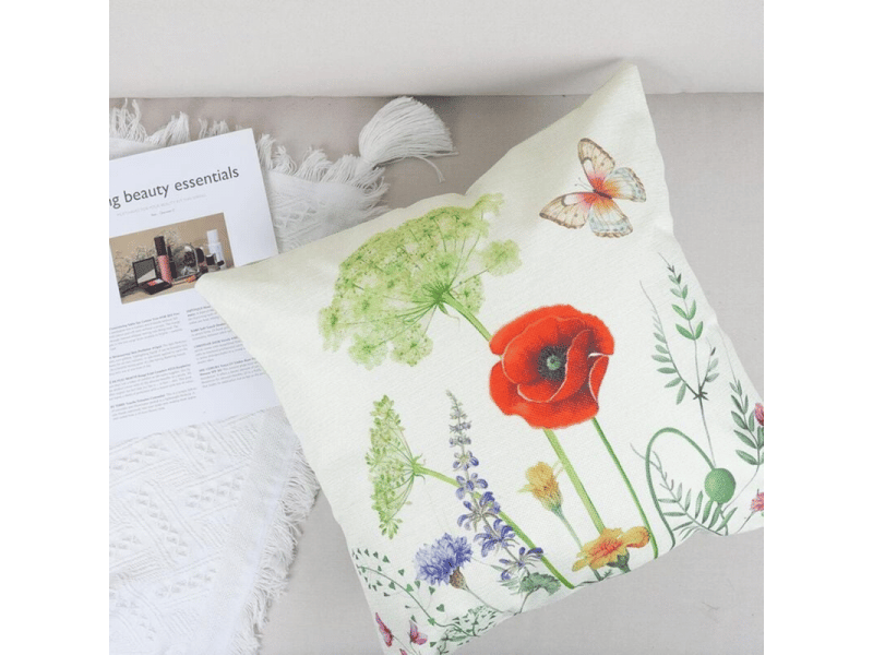  Lot de 4 housse de coussin - lot de 4 45 x 45 cm housse de coussin fleurs de jardin papillon polyester lin décoratif taie d'oreiller pour canapé lits chaises salon maison extérie, beige  - Conforama D