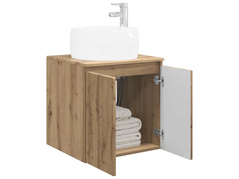  Vanité de lavabo mural, meuble de rangement chêne artisanal 49.5x44.5x66 cm shl1057  - Conforama C