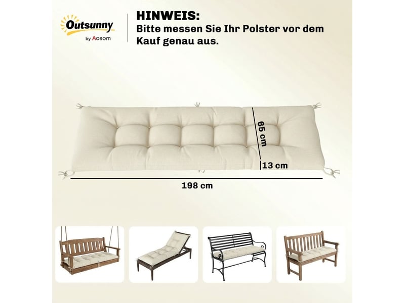  Coussin d'assise 198x65x13 cm avec sangles beige  - Conforama D