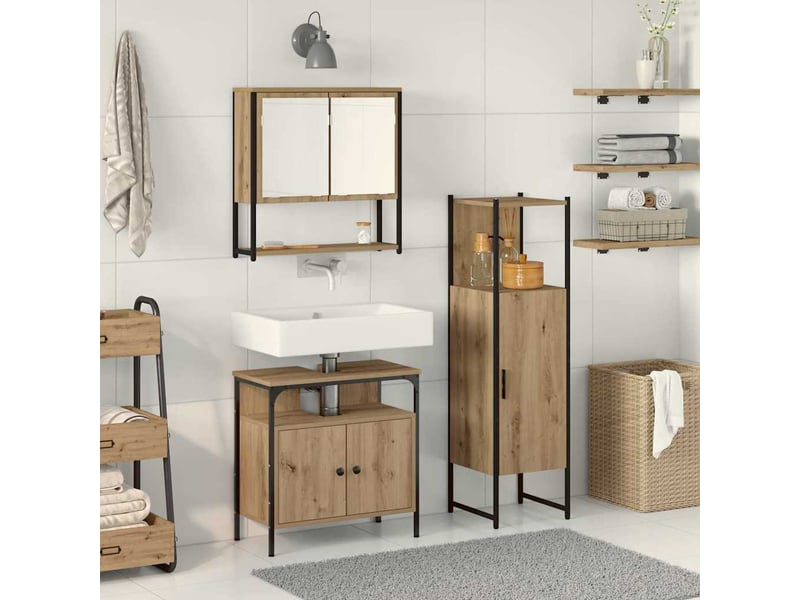  Ensemble de mobilier de salle de bain 3 pièces marron cf64481  - Conforama B
