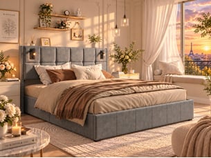 Lit coffre 160x200 cm coloris gris