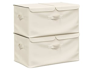 Boîtes de rangement tissu intissé 2 compartiments crème