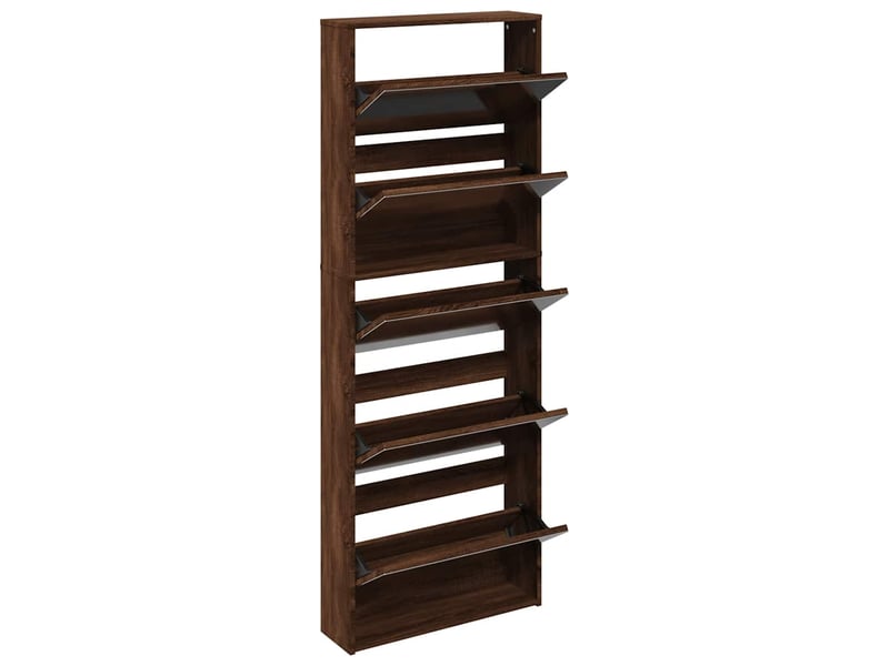  Meuble à chaussure, armoire à chaussures miroir 5niveaux chêne marron 63x17x169,5cm  - Conforama C