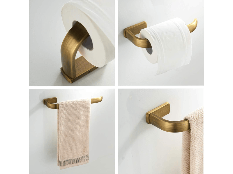 Ensemble d'accessoires de salle de bain 2 pièces - anneau de serviette mural en laiton et porte-papier hygiénique, bronze brossé - Conforama C
