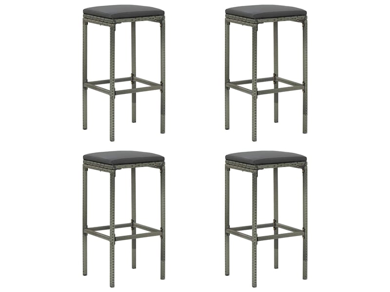  Lot de 4 tabouret de bar, chaise de bar avec coussins gris résine tressée  - Conforama B