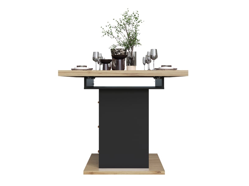  Table extensible avec 2 tiroirs et rangement pour salle à manger en mdf 110–140×80×75 cm bois naturel  - Conforama D