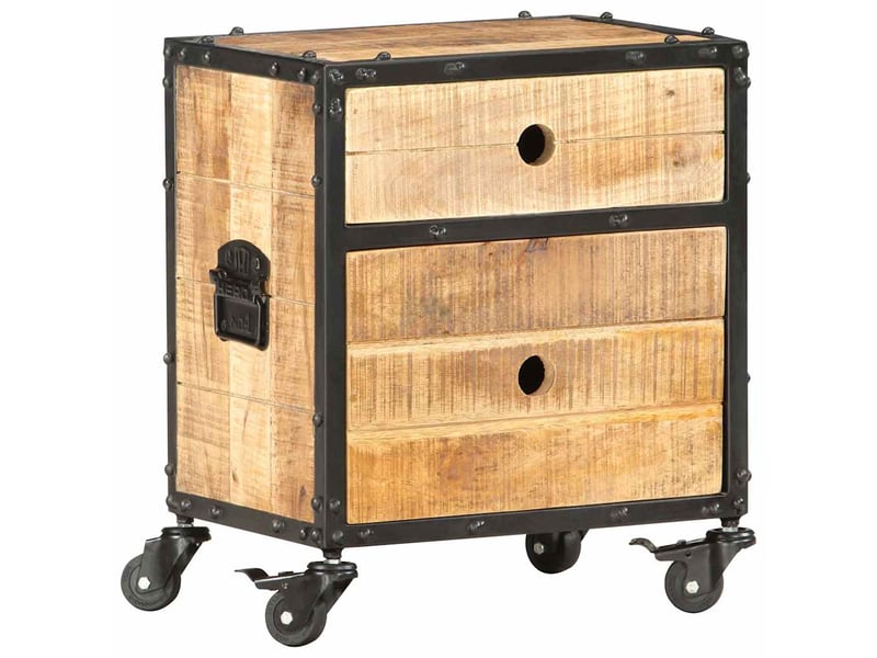 Table de chevet - cabinet de chevet - table de nuit 40x30x50 cm bois de manguier brut  - Conforama B
