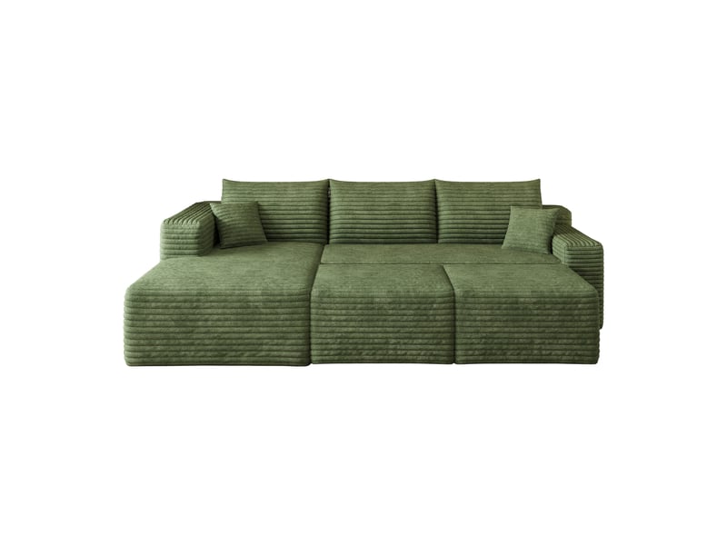 Canapé d’angle,241x151 cm,5 places à assise profonde,velours côtelé,vert - Conforama A