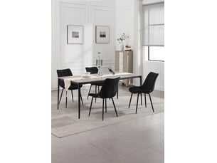 8 x chaise de salle à manger, assise rembourrée en velours épais, pieds en métal, noir