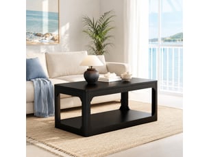 Table basse rectangulaire coloris noir <strong>CHICFURN</strong> <strong></strong> - 50 cmx100 cm