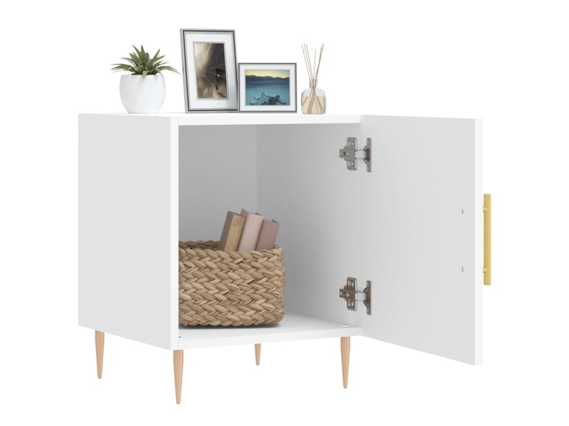  Lot de 2 tables de chevet - cabinet de chevet - table de nuit blanc 40x40x50 cm bois d’ingénierie  - Conforama B