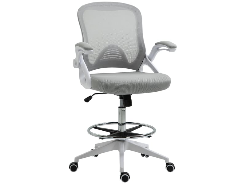  Chaise de bureau pivotante, avec repose-pieds et siège pivotant, en acier noir, 64 x 60 x 106-126 cm  - Conforama A