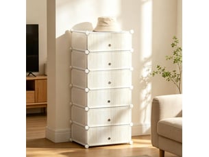 Armoire de rangement modulable 49x36,5x108 cm 6 compartiments métal blanc