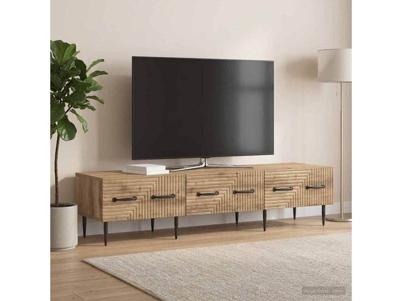  Meuble tv - banc tv - meuble de rangement 147 x 34,5 x 30 cm chêne artisanal bois d'ingénierie  - Conforama D