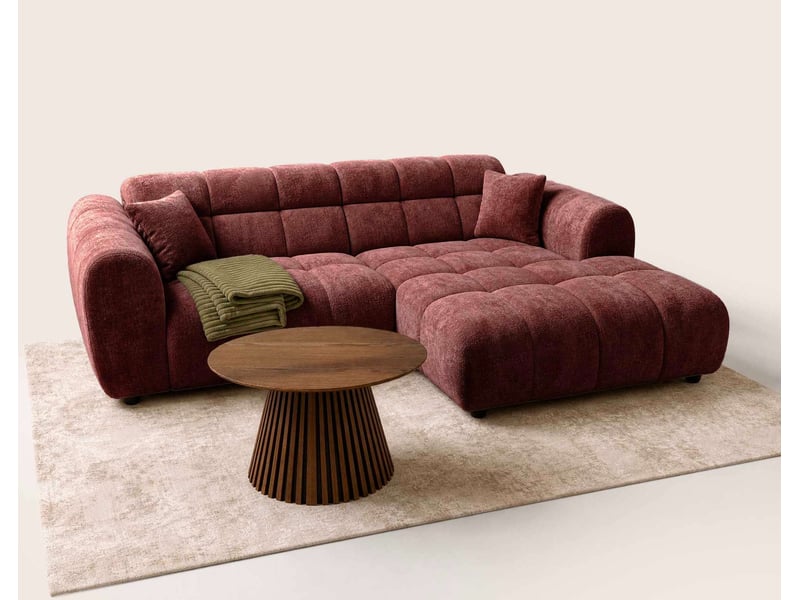  Mini ray - canapé d'angle droit 4 places en tissu texturé - best mobilier - cherry MINI RAY - Conforama D
