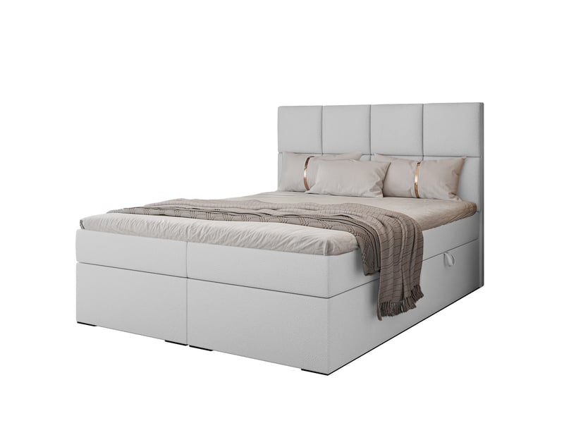 Lit coffre magnus - 160x200 cm - avec matelas et surmatelas - éco-cuir - blanc MAGNUS - Conforama A