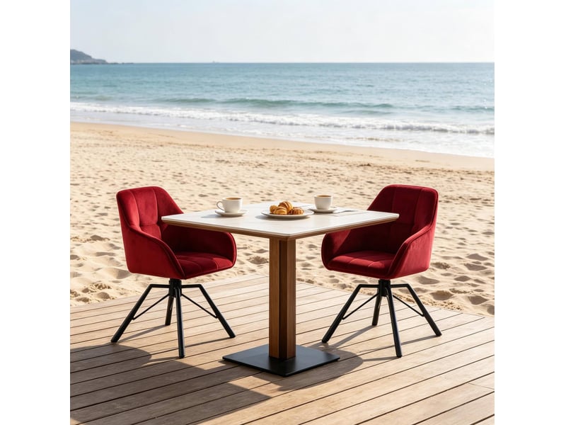  Chaise de salle à manger pivotante 2 pièces en velours rouge bordeaux evryae  - Conforama B