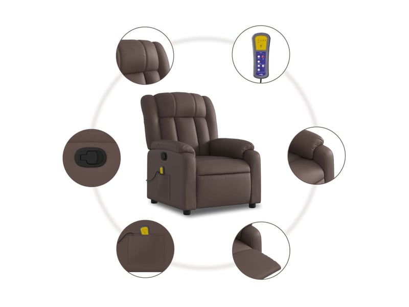  Fauteuil de relaxation tv fonction massage inclinable 6 points de massage en pvc marron dec027001  - Conforama E