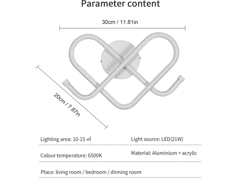  Applique murale intérieure led 21w lampe murale moderne cœur, blanc 7914674606 - Conforama E