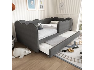 Lit banquette 90x190 cm <strong></strong> <strong></strong> coloris gris