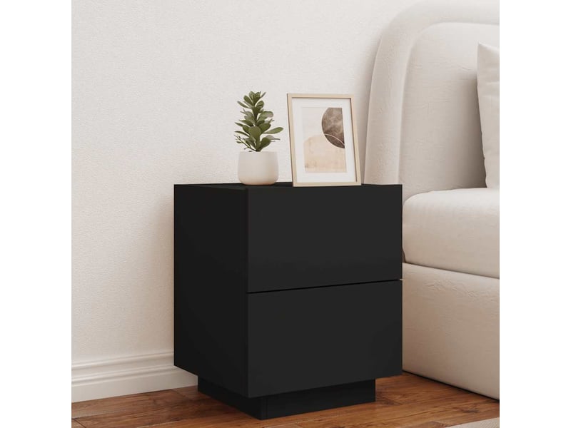  Table de chevet - cabinet de chevet - table de nuit avec lumières led noir bois d'ingénierie  - Conforama C