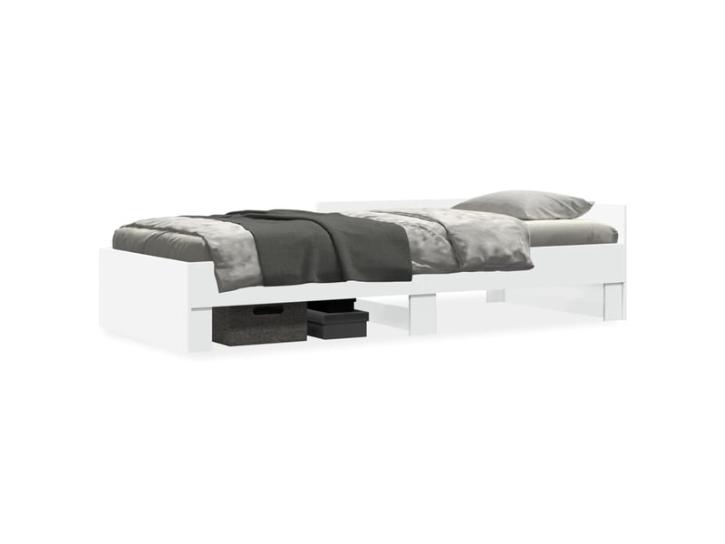  Lit simple- lit adulte -  cadre de lit sans matelas blanc 90x200 cm bois d'ingénierie  - Conforama A