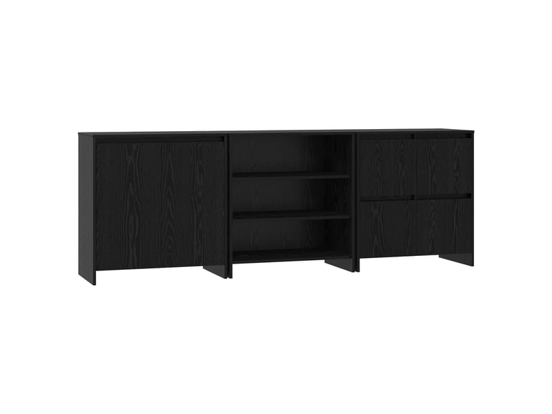  Buffet - bahut - meuble de rangement 3 pc chêne noir 70 x 41 x 75 cm bois d'ingénierie  - Conforama A