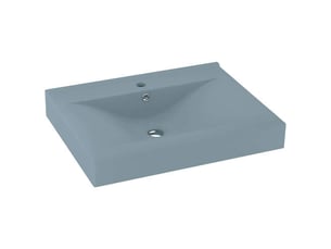 Lavabo de bain, vasque à poser avec trou de robinet bleu clair mat 60x46 cm céramique cf65630