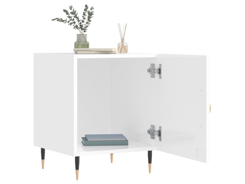  Lot de 2 tables de chevet - cabinet de chevet - table de nuit blanc brillant 40x40x50 cm  - Conforama B