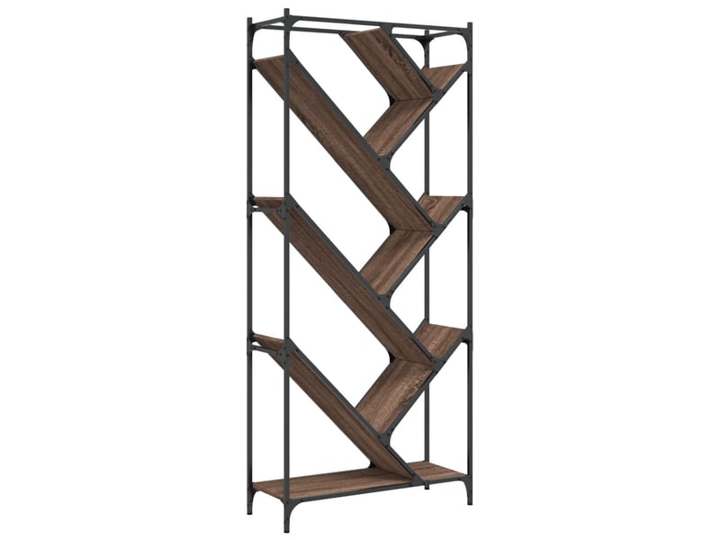  Bibliothèque, étagère de rangement chêne marron 79x30x180 cm bois ingénierie et métal  - Conforama A
